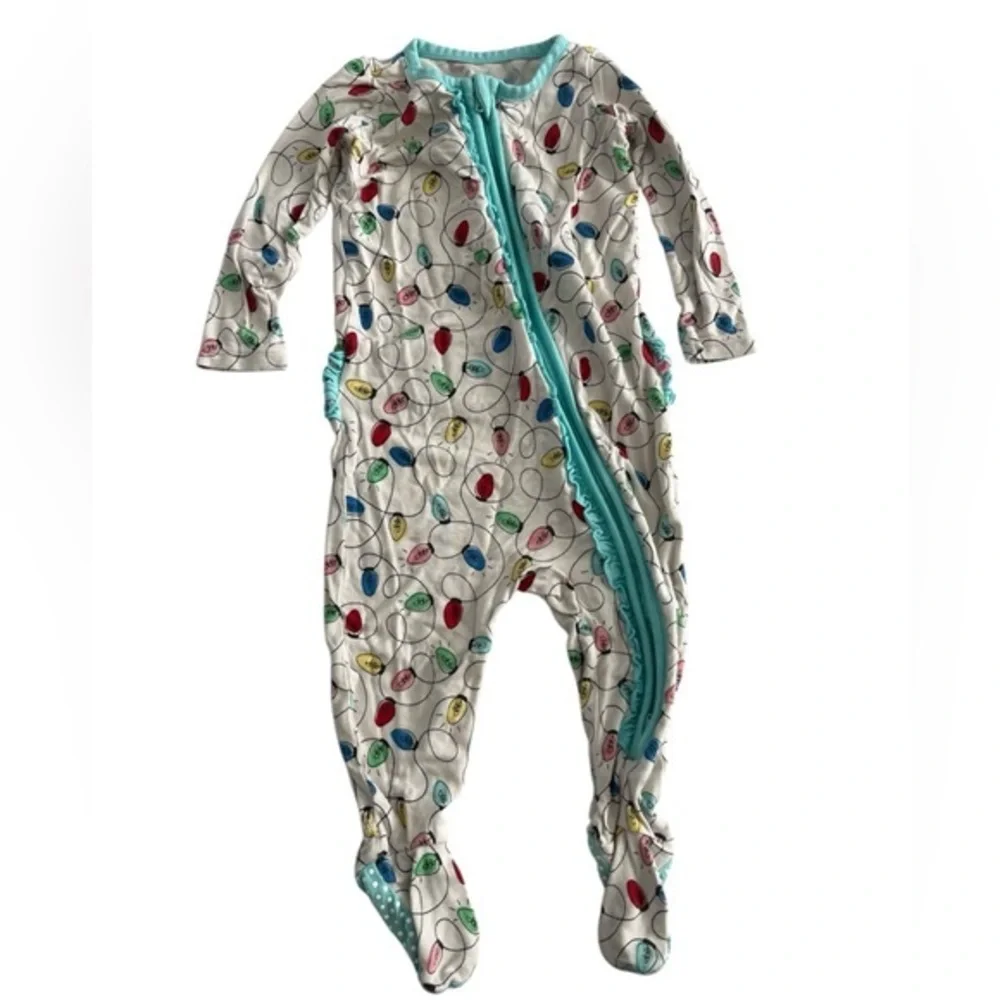 Bamboo Ruffle Butts Multicolor Light Bulb Footie- Christmas